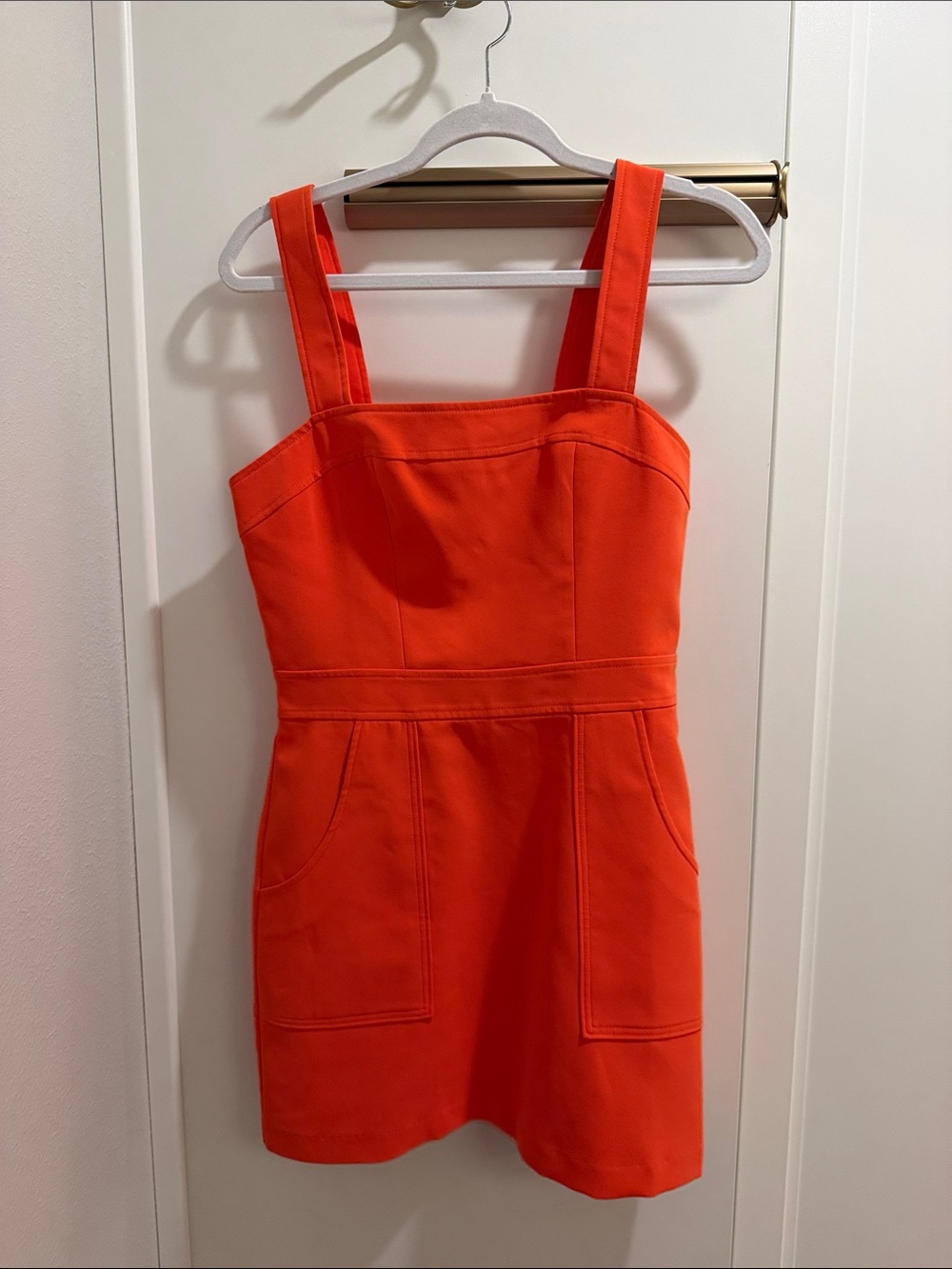 Amanda Uprichard Orange Square-Neck Mini Sheath Dress